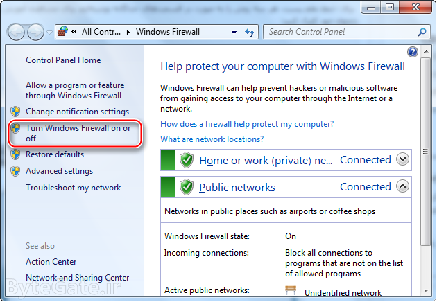 Disable or Enable windows Firewall 2